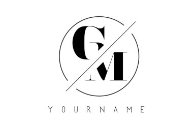 GM mektup Logo kesilerek ve kesişen bir tasarıma sahip ve yuvarlak çerçeve vektör çizim