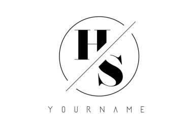 HS mektup Logo kesilerek ve kesişen bir tasarıma sahip ve yuvarlak çerçeve vektör çizim
