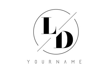 Ld mektup Logo kesilerek ve kesişen bir tasarıma sahip ve yuvarlak çerçeve vektör çizim