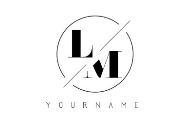 LM mektup Logo kesilerek ve kesişen bir tasarıma sahip ve yuvarlak çerçeve vektör çizim