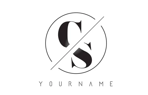 CS mektup Logo kesilerek ve kesişen bir tasarıma sahip ve yuvarlak çerçeve vektör çizim