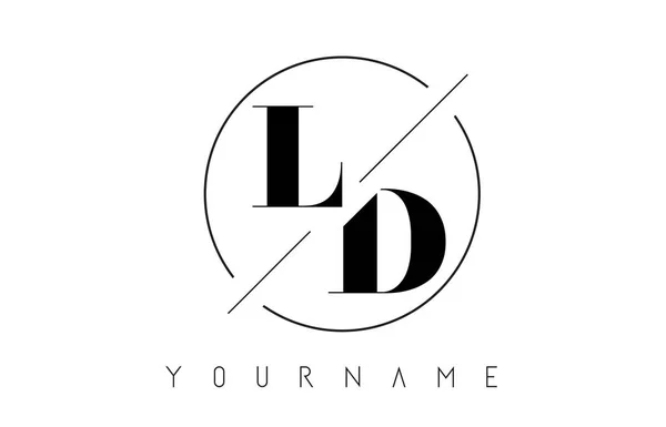 Ld mektup Logo kesilerek ve kesişen bir tasarıma sahip ve yuvarlak çerçeve vektör çizim