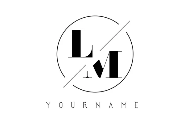 LM mektup Logo kesilerek ve kesişen bir tasarıma sahip ve yuvarlak çerçeve vektör çizim