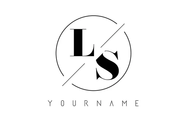 Ls mektup Logo kesilerek ve kesişen bir tasarıma sahip ve yuvarlak çerçeve vektör çizim