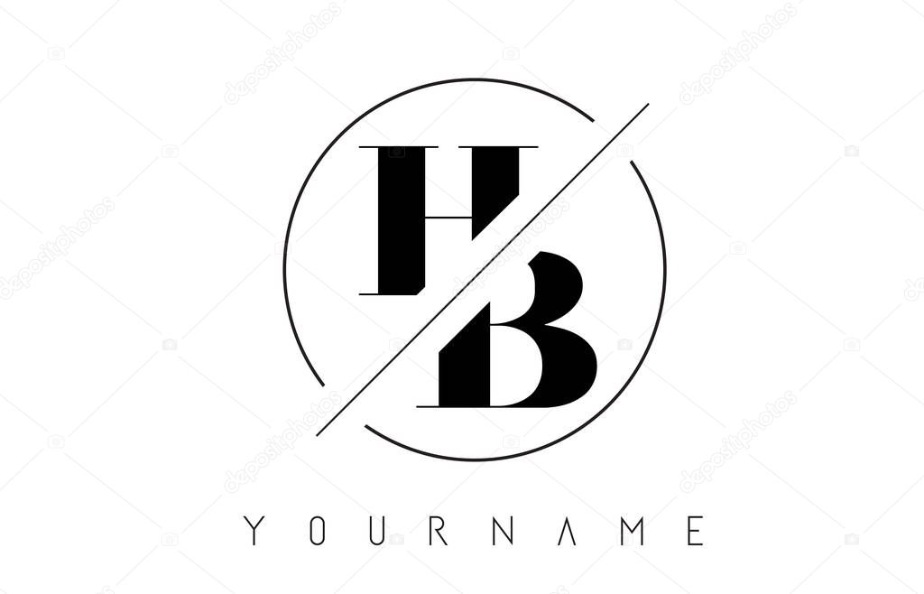 HB Letter Logo with Cutted and Intersected Design and Round Frame Vector Illustration