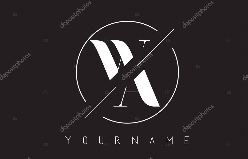 WA Letter Logo with Cutted and Intersected Design and Round Frame Vector Illustration
