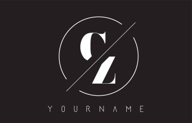 CZ mektup Logo kesilerek ve kesişen bir tasarıma sahip ve yuvarlak çerçeve vektör çizim