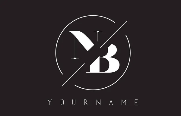 NB mektup Logo kesilerek ve kesişen bir tasarıma sahip ve yuvarlak çerçeve vektör çizim