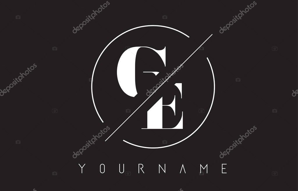 GE Letter Logo with Cutted and Intersected Design and Round Frame Vector Illustration