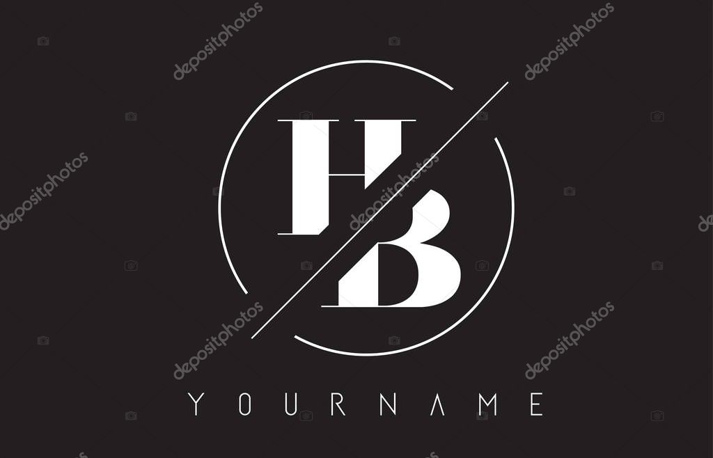 HB Letter Logo with Cutted and Intersected Design and Round Frame Vector Illustration
