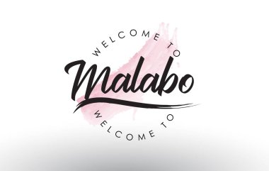 Malabo metin pembe suluboya fırça konturu vektör çizim ile hoş geldiniz.