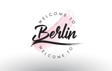 Metin pembe suluboya fırça konturu vektör çizim ile Berlin Hoşgeldiniz.