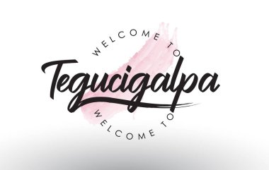 Tegucigalpa metin pembe suluboya fırça konturu vektör çizim ile hoş geldiniz.