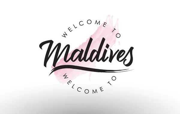 Μαλδίβες Καλωσόρισμα Κείμενο Ακουαρέλα Ροζ Brush Εικονογράφηση Φορέας Stroke — Διανυσματικό Αρχείο