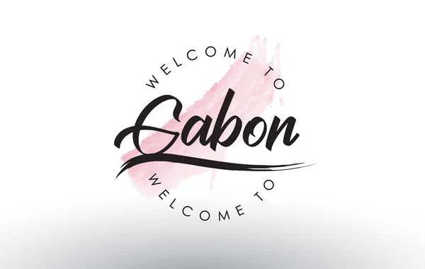 Gabon Tervetuloa Teksti Akvarelli Vaaleanpunainen Harja Aivohalvaus Vektori Kuvitus — vektorikuva