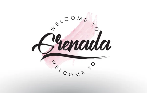 Granada Bienvenido Texto Con Acuarela Pincelada Rosa Vector Ilustración — Vector de stock