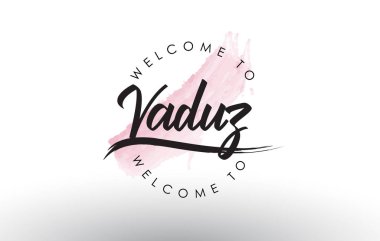 Vaduz metin pembe suluboya fırça konturu vektör çizim ile hoş geldiniz.