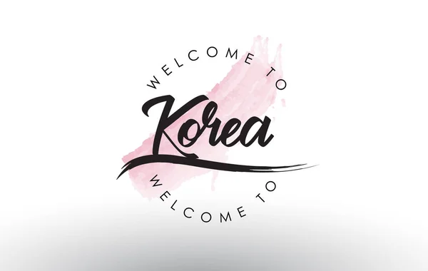 Corée Bienvenue Texte Avec Aquarelle Rose Pinceau Avc Vectoriel Illustration — Image vectorielle