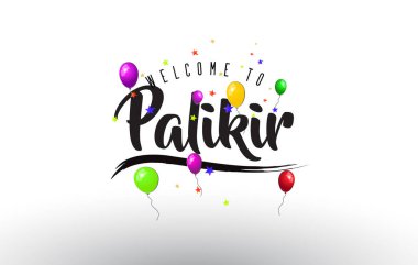Renkli balonlar ve yıldız tasarlamak vektör metin Palikir Hoşgeldiniz.