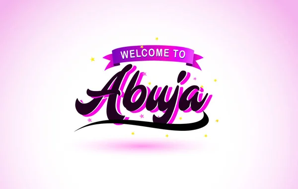 Abuja Bienvenido Fuente Texto Creativo Escrito Mano Con Colores Rosa — Vector de stock