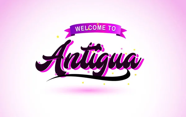 Antigua Bienvenido Texto Creativo Letra Manuscrita Con Púrpura Rosa Colores — Vector de stock