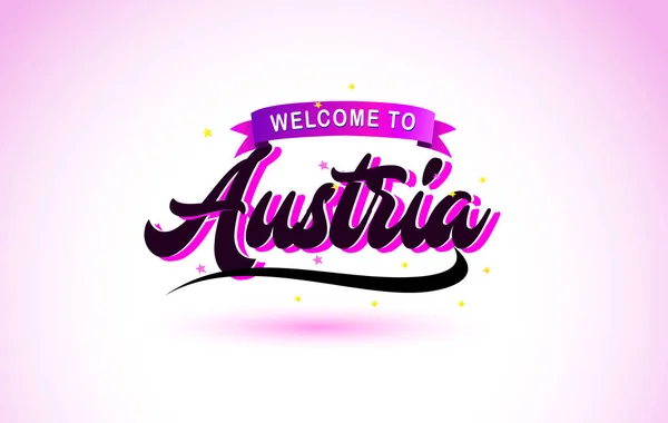 Austria Bienvenido Creative Text Fuente Manuscrita Con Colores Rosa Púrpura — Vector de stock