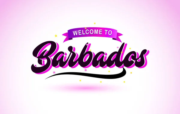 Barbados Bienvenido Creative Text Fuente Manuscrita Con Púrpura Rosa Colores — Vector de stock