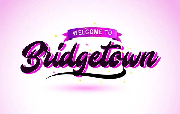 Bridgetown Bienvenido Texto Creativo Letra Manuscrita Con Púrpura Rosa Colores — Vector de stock
