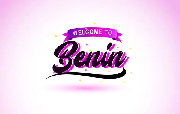 Benin Bienvenido Fuente Texto Creativo Escrito Mano Con Colores Rosa — Vector de stock