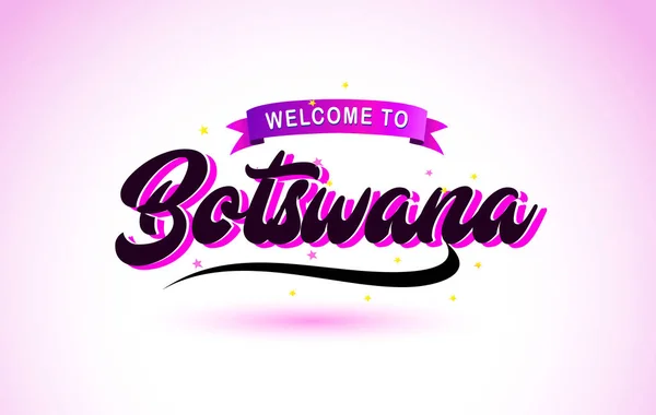 Botswana Bienvenido Fuente Texto Creativo Escrito Mano Con Colores Rosa — Vector de stock