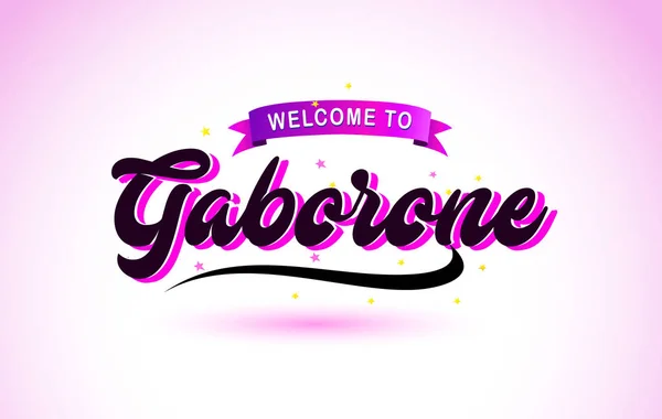 Gaborone Bienvenido Fuente Texto Creativo Escrito Mano Con Colores Rosa — Vector de stock