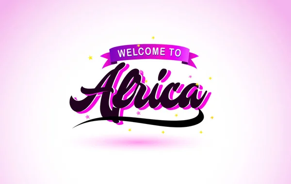 África Bienvenido Texto Creativo Letra Manuscrita Con Colores Rosa Púrpura — Vector de stock