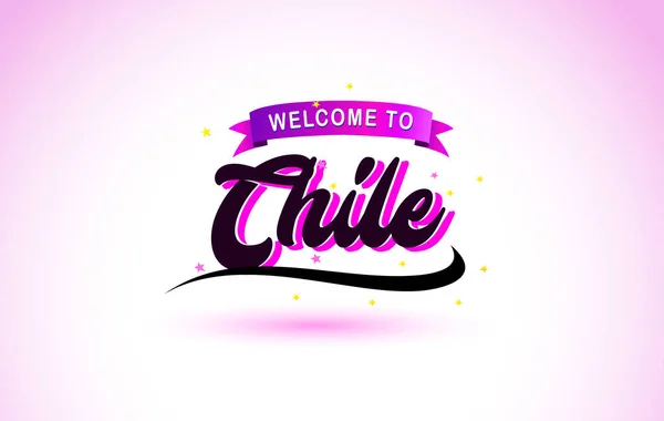 Chile Bienvenido Creative Text Fuente Manuscrita Con Colores Rosa Púrpura — Vector de stock