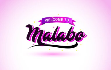 Malabo ile mor pembe renk tasarlamak vektör yaratıcı hoş geldiniz metni el yazısı yazı tipi.