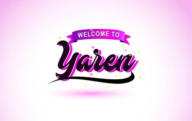 Mor pembe renk tasarlamak vektör yaratıcı metin el yazısı fontla hoşgeldin yaren.