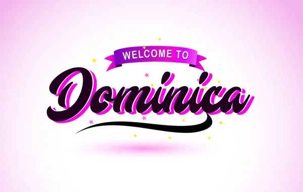 Dominica Bienvenido Fuente Texto Creativo Escrito Mano Con Colores Rosa — Vector de stock
