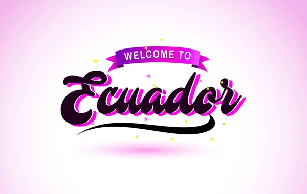 Ecuador Bienvenido Fuente Texto Creativo Escrito Mano Con Colores Rosa — Vector de stock