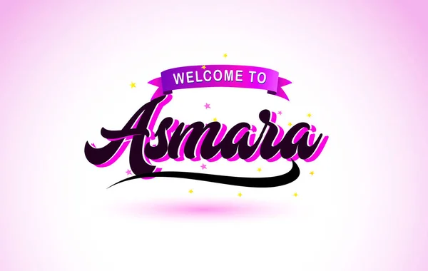 Asmara Bienvenido Fuente Texto Creativo Escrito Mano Con Colores Rosa — Vector de stock