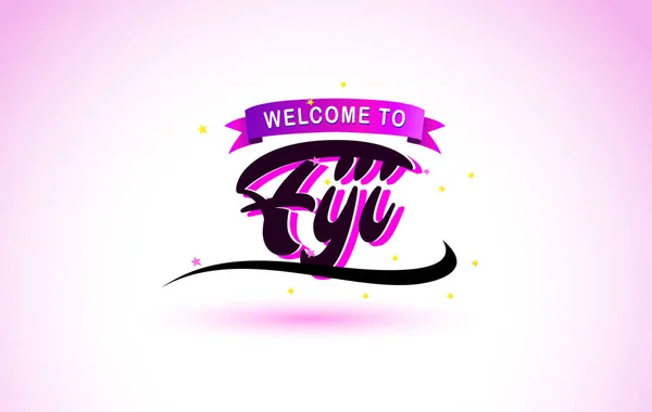 Fiji Bienvenido Creative Text Fuente Manuscrita Con Púrpura Rosa Colores — Vector de stock