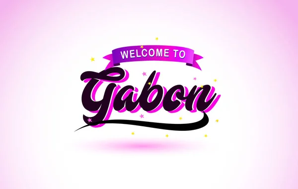 Gabón Bienvenido Fuente Texto Creativo Escrito Mano Con Colores Rosa — Vector de stock