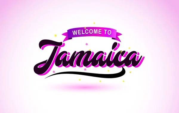 Ямайка Ласкаво Просимо Творчого Рукописні Шрифт Фіолетовим Рожевий Кольори Дизайн — стоковий вектор
