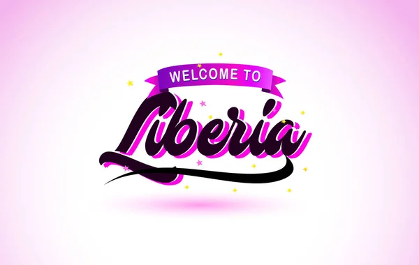 Liberia Bienvenido Creative Text Fuente Manuscrita Con Púrpura Rosa Colores — Vector de stock