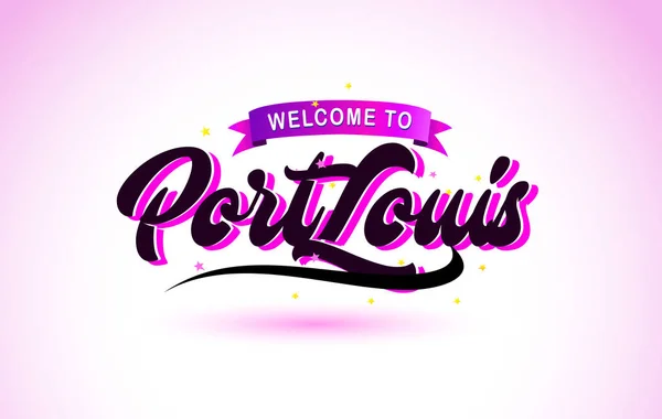 Portlouis Bienvenido Texto Creativo Letra Manuscrita Con Púrpura Rosa Colores — Vector de stock