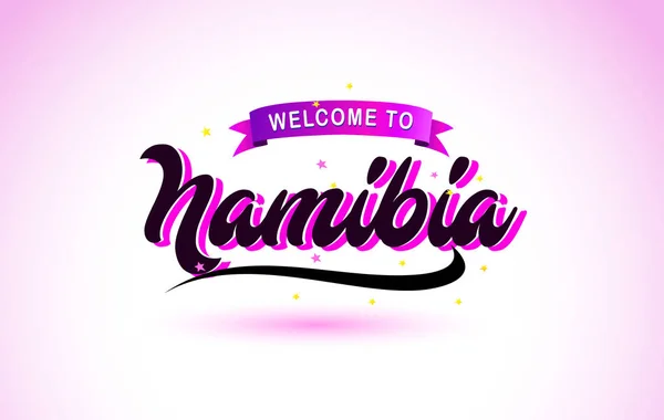 Namibia Bienvenido Creative Text Fuente Manuscrita Con Colores Rosa Púrpura — Vector de stock