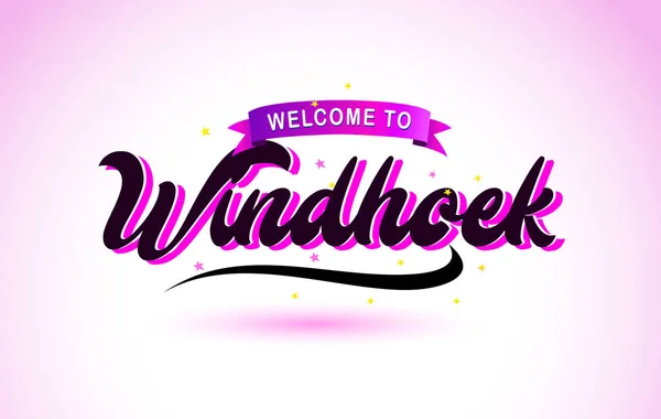 Windhoek Bienvenido Fuente Texto Creativo Escrito Mano Con Colores Rosa — Vector de stock