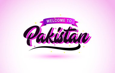 Pakistan ile mor pembe renk tasarlamak vektör yaratıcı hoş geldiniz metni el yazısı yazı tipi.