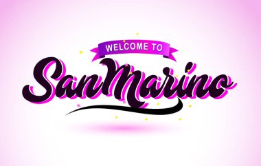 Mor pembe renk tasarlamak vektör yaratıcı metin el yazısı fontla Sanmarino Hoşgeldiniz.