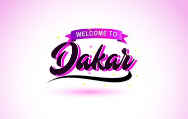 Dakar ile mor pembe renk tasarlamak vektör yaratıcı hoş geldiniz metni el yazısı yazı tipi.