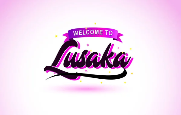 Lusaka Bienvenido Texto Creativo Letra Manuscrita Con Púrpura Rosa Colores — Vector de stock