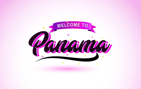 Panamá Bienvenido Texto Creativo Escrito Mano Con Colores Rosa Púrpura — Vector de stock